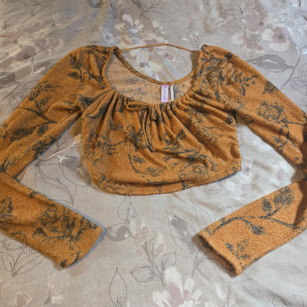 Urban Outfitters Brown Ruched Crop Blouse